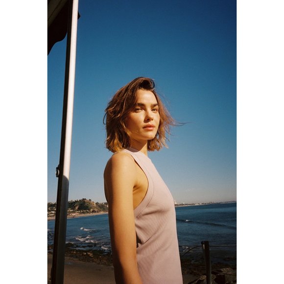 NWT Zara Nude Ribbed High Neck Midi Dress 1044/002/800 - Picture 2 of 6